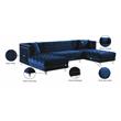 Maklaine Contemporary 3pc Velvet Sectional in Navy