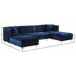 Maklaine Contemporary 3pc Velvet Sectional in Navy