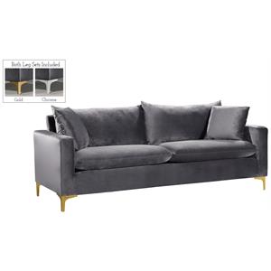 Maklaine Contemporary Upholstery Velvet Sofa in Gray