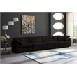 Maklaine Contemporary Black Velvet Modular 4 Piece Sofa