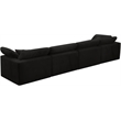 Maklaine Contemporary Black Velvet Modular 4 Piece Sofa