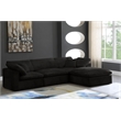 Maklaine Contemporary Soft Velvet Modular Sectional in Black