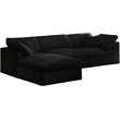 Maklaine Contemporary Soft Velvet Modular Sectional in Black