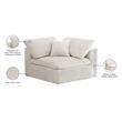Maklaine Contemporary Velvet Modular Corner Chair in Soft Cream