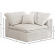 Maklaine Contemporary Velvet Modular Corner Chair in Soft Cream