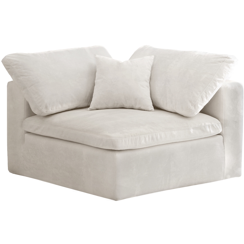 Maklaine Contemporary Velvet Modular Corner Chair in Soft Cream