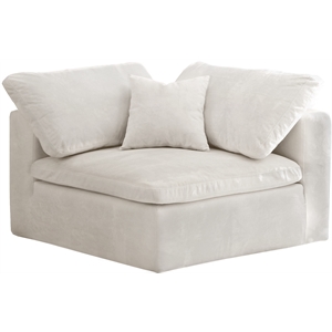 Maklaine Contemporary Velvet Modular Corner Chair in Soft Cream
