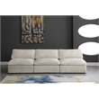 Maklaine Contemporary Cream Velvet Modular 3 Piece Armless Sofa