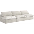 Maklaine Contemporary Cream Velvet Modular 3 Piece Armless Sofa