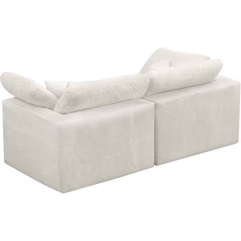 Maklaine Contemporary Cream Velvet Modular 2 Piece Loveseat