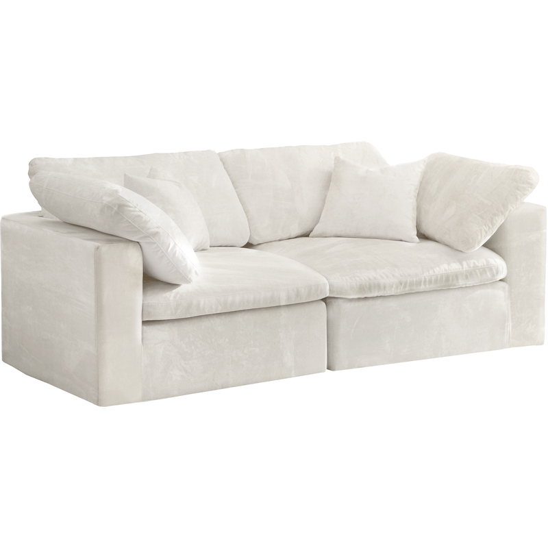 Maklaine Contemporary Cream Velvet Modular 2 Piece Loveseat