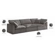 Maklaine Contemporary Gray Velvet Modular 3 Piece Sofa