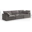 Maklaine Contemporary Gray Velvet Modular 3 Piece Sofa