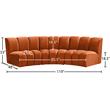 Maklaine 3-Piece Contemporary Velvet Modular Sectional in Mahogany