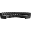Maklaine 5-Piece Contemporary Velvet Modular Sectional in Gray
