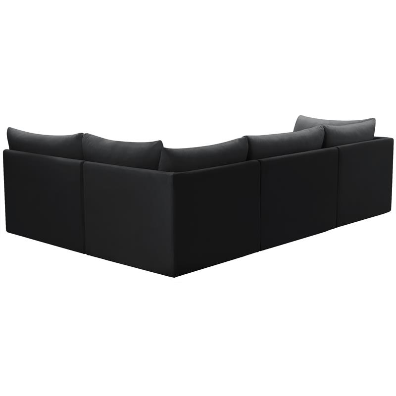 Maklaine Contemporary Black Velvet Modular Sectional