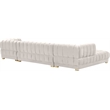 Maklaine 3-Piece Contemporary Velvet Sectional in Soft White