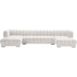 Maklaine 3-Piece Contemporary Velvet Sectional in Soft White