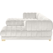 Maklaine 3-Piece Contemporary Velvet Sectional in Soft White