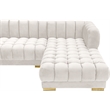 Maklaine 3-Piece Contemporary Velvet Sectional in Soft White