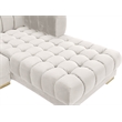 Maklaine 3-Piece Contemporary Velvet Sectional in Soft White