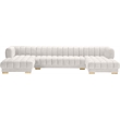 Maklaine 3-Piece Contemporary Velvet Sectional in Soft White
