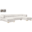Maklaine 3-Piece Contemporary Velvet Sectional in Soft White
