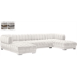 Maklaine 3-Piece Contemporary Velvet Sectional in Soft White