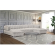Maklaine 3-Piece Contemporary Velvet Sectional in Soft White