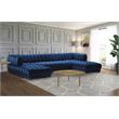 Maklaine 3-Piece Contemporary Velvet Sectional with Metal Legs in Soft Navy
