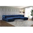 Maklaine 3-Piece Contemporary Velvet Sectional with Metal Legs in Soft Navy