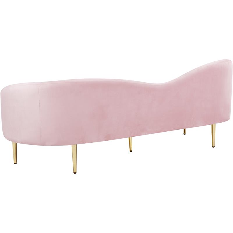Maklaine Contemporary Upholstery Velvet Sofa in Pink