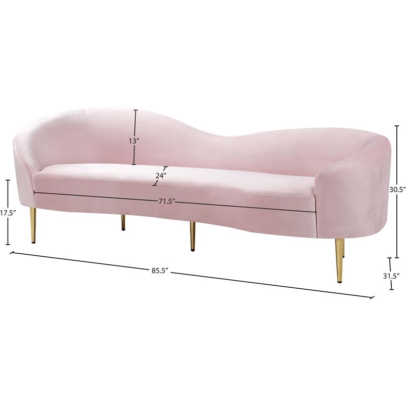 Maklaine Contemporary Upholstery Velvet Sofa in Pink