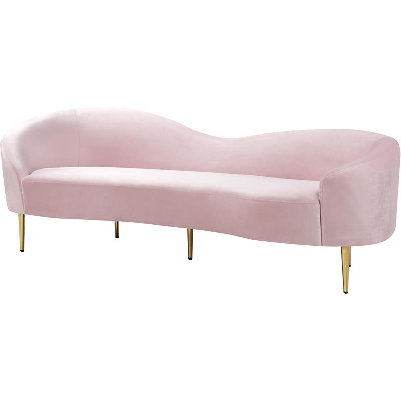 Maklaine Contemporary Upholstery Velvet Sofa in Pink