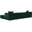 Maklaine Contemporary Green Velvet 3pc. Sectional