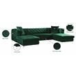 Maklaine Contemporary Green Velvet 3pc. Sectional