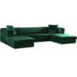 Maklaine Contemporary Green Velvet 3pc. Sectional