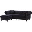 Maklaine Contemporary 2pc Velvet Reversible Sectional in Black