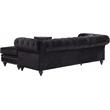 Maklaine Contemporary 2pc Velvet Reversible Sectional in Black