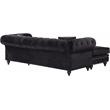 Maklaine Contemporary 2pc Velvet Reversible Sectional in Black
