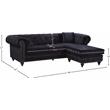 Maklaine Contemporary 2pc Velvet Reversible Sectional in Black