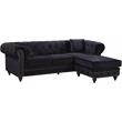 Maklaine Contemporary 2pc Velvet Reversible Sectional in Black