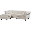 Maklaine Contemporary 2pc Velvet Reversible Sectional in Cream