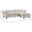 Maklaine Contemporary 2pc Velvet Reversible Sectional in Cream