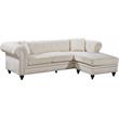 Maklaine Contemporary 2pc Velvet Reversible Sectional in Cream