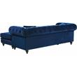 Maklaine Contemporary 2pc Velvet Reversible Sectional in Navy