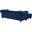 Maklaine Contemporary 2pc Velvet Reversible Sectional in Navy