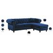 Maklaine Contemporary 2pc Velvet Reversible Sectional in Navy