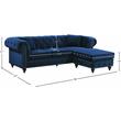 Maklaine Contemporary 2pc Velvet Reversible Sectional in Navy