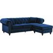 Maklaine Contemporary 2pc Velvet Reversible Sectional in Navy